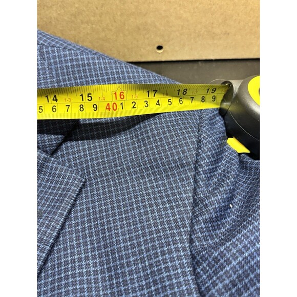 Tom James Executive Collection Men’s Blazer Blue Check 2-Button 40R Hand - Picture 6 of 9